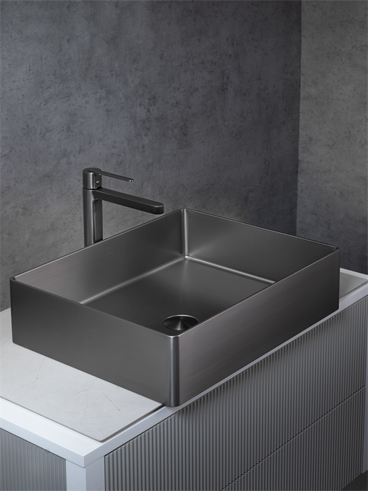 Раковина AltroBagno AltroBagno Accordo 001010 MtGr из нержавеющей стали, графит (оружейная сталь) 26203