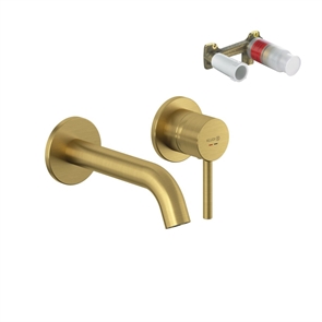 Смеситель KLUDI BOZZ SET 38244N076S для раковины излив 18см настенный встраиваемый со скрытой частью в комплекте золото брашированное 26131