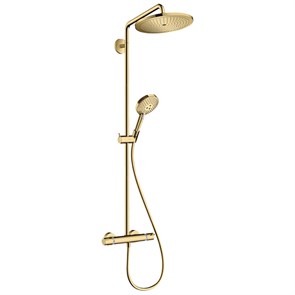 Душевая система HANSGROHE (Хансгрое) CROMA SELECT S Showerpipe с термостатическим смесителем, верхний душ Ø280 мм., ручной душ и шланг 1600 мм, цвет полированное золото (26890990) 10014