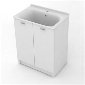 Комплект для постирочной KERASAN Aquadom 75х50см: база + раковина 029301 c 1 отв. под смеситель +выпуск с сифоном , цвет белый матовый (9164k3*1) 10157
