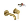 Смеситель KLUDI BOZZ SET 38244N076S для раковины излив 18см настенный встраиваемый со скрытой частью в комплекте золото брашированное 26131 - фото 1493